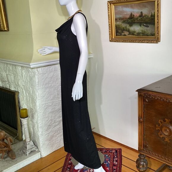 Vintage Lori M Black Evening Maxi LBD Dress - Picture 4 of 10